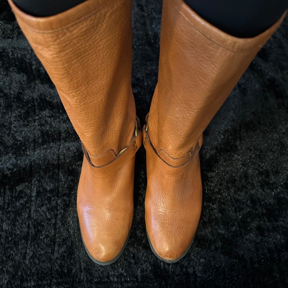 Frye Phillip Harness Light Brown Leather Midi Boots Size 6 Womens - Picture 4 of 5